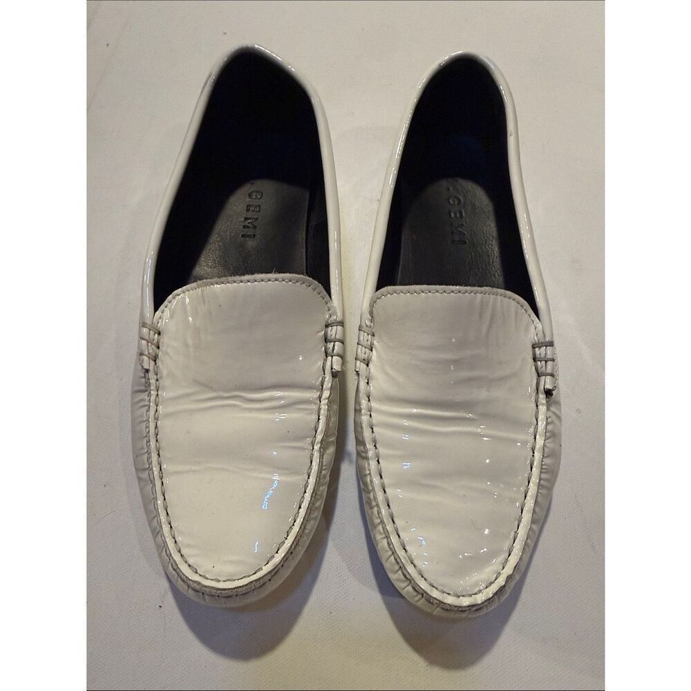 GEMINI White Patent Leather Slip-On Loafers for Men